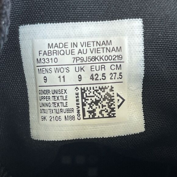 Converse All-Star High Top Sneakers Shoes All Black Unisex Mens 9 Womens 11 - Picture 13 of 16